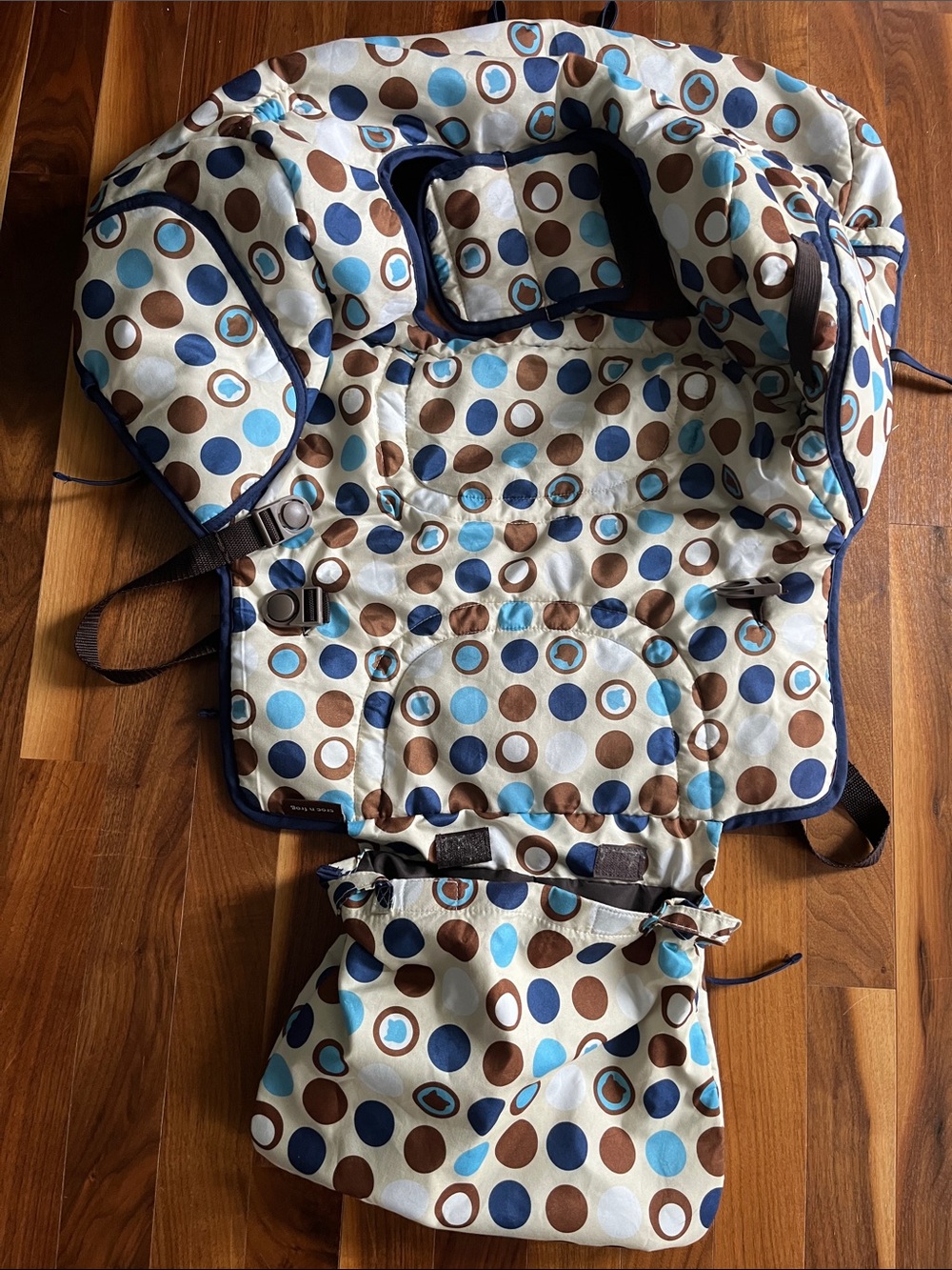 Polka Dot shopping cart Cover in Blue & Brown